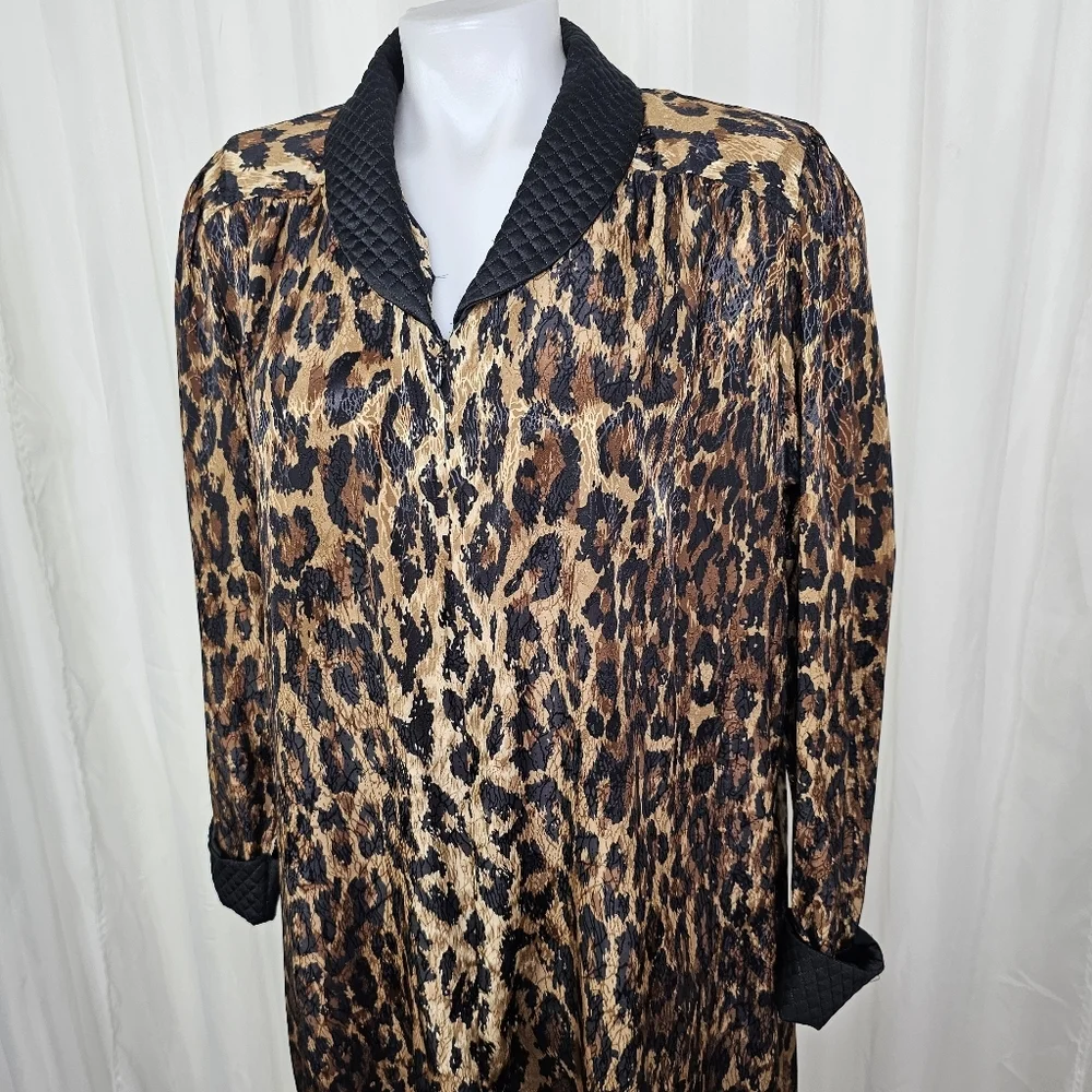 Vintage Kathleen Usherwood Leopard Print House Coat House Dress Caftan Mumu Sm